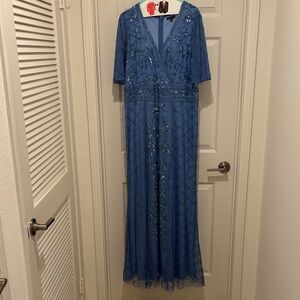 MARINA Elegant Blue Maxi Dress with Sparkling Details